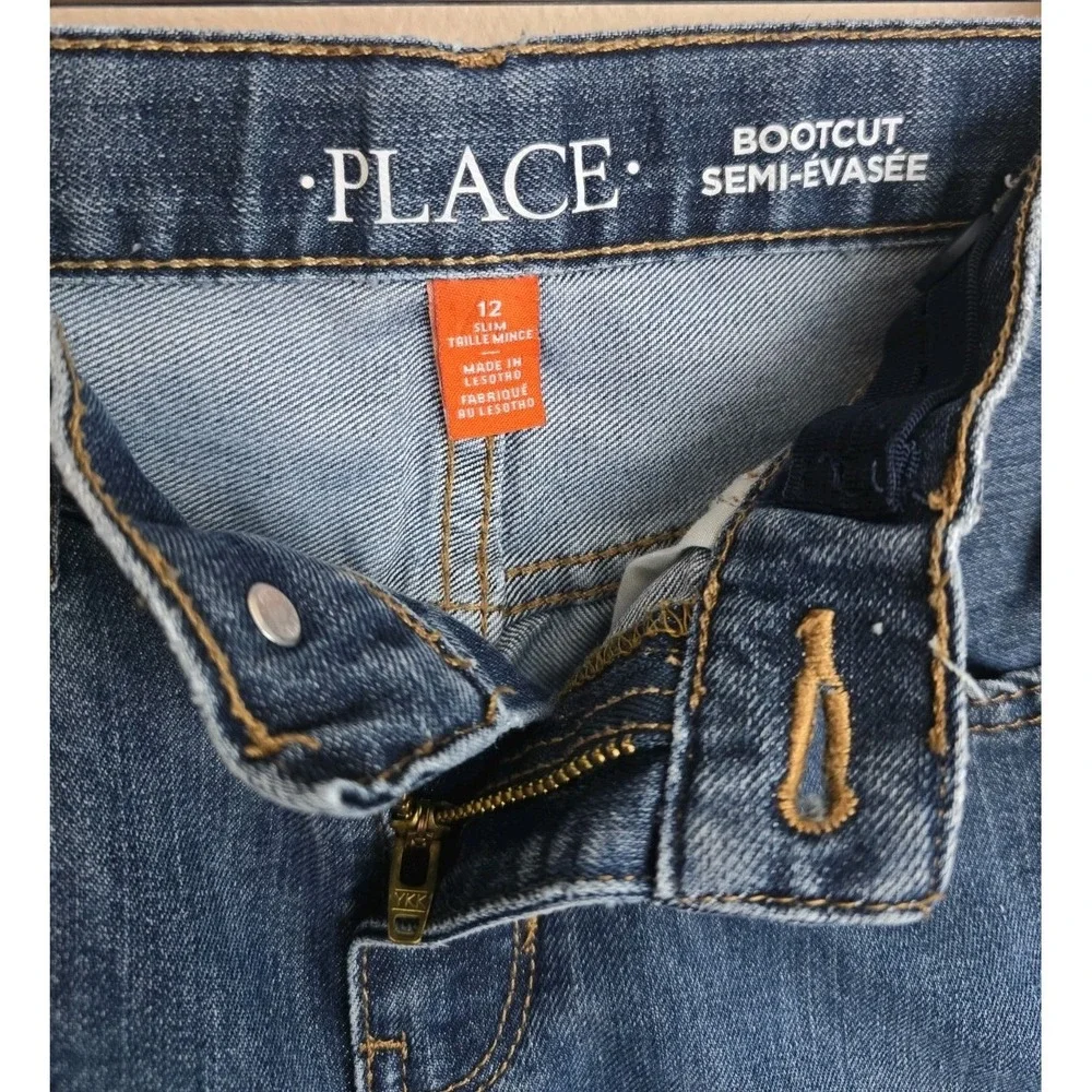Children's Place Girls Jeans Bootcut Semi-Evasee Size 12 Slim Adjustable Waist